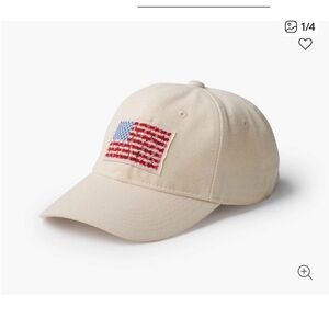 Cream Baseball Cap with American Flag Patch